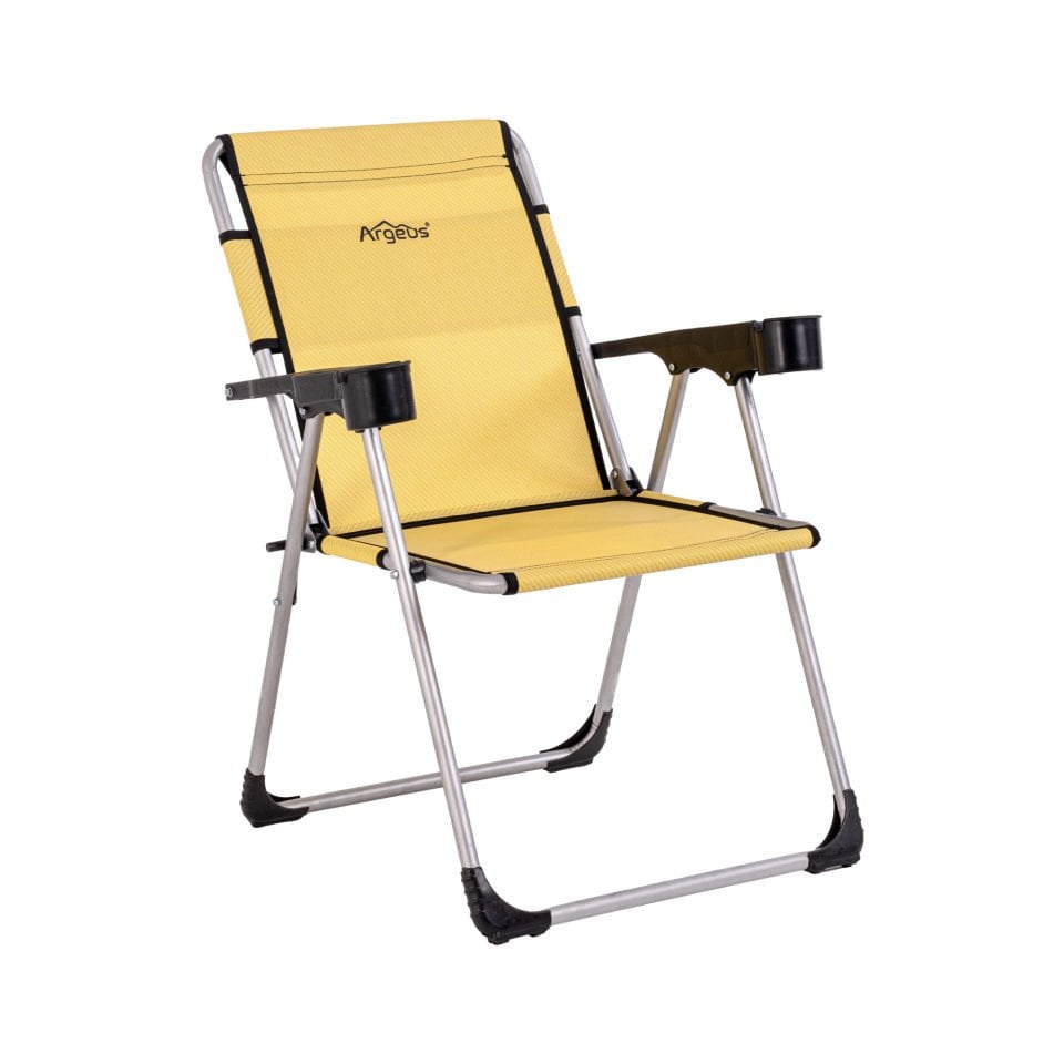 Argeus Rock Katlanabilir Kamp Sandalyesi Bardaklı - BEJ (A-06)