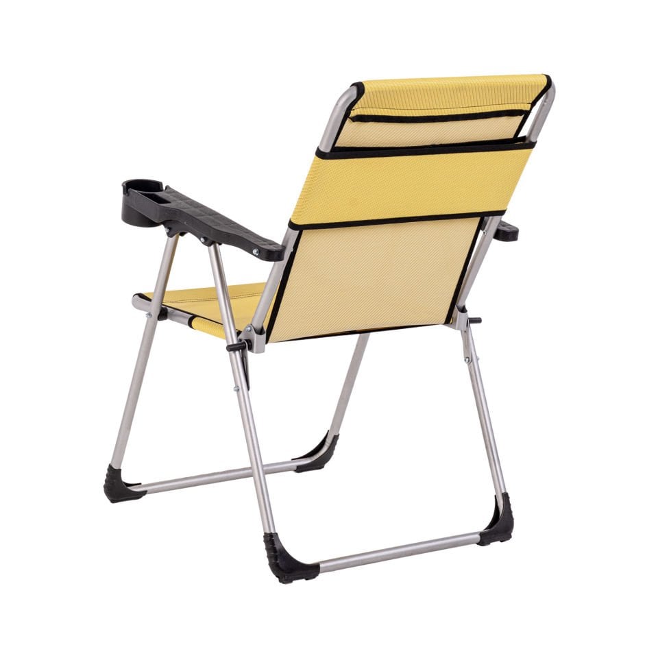 Argeus Rock Katlanabilir Kamp Sandalyesi Bardaklı - BEJ (A-06)