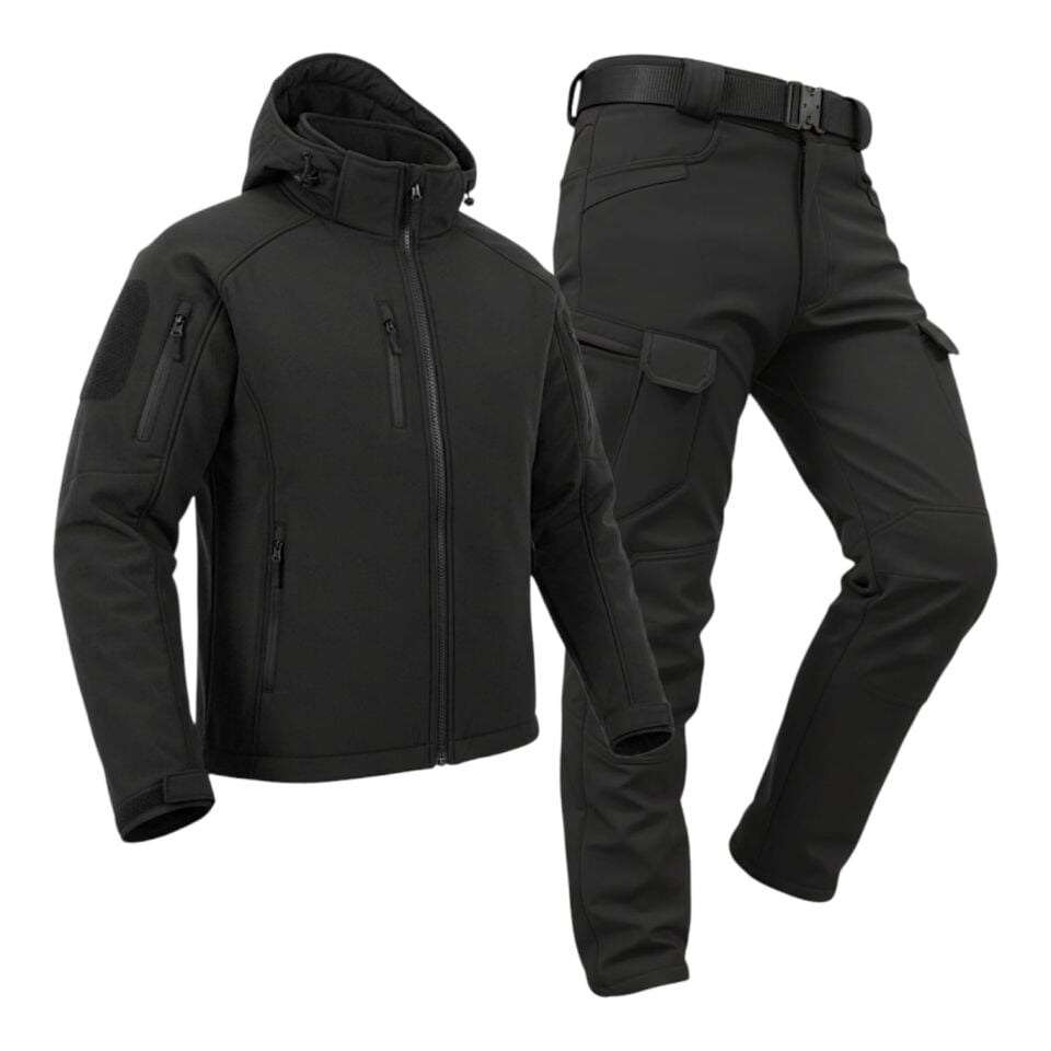 ATS Softjel Takım (Mont + Pantolon) – Su ve Soğuk Geçirmez, İçi Polarlı Taktik Kombin SİYAH - 3.XL