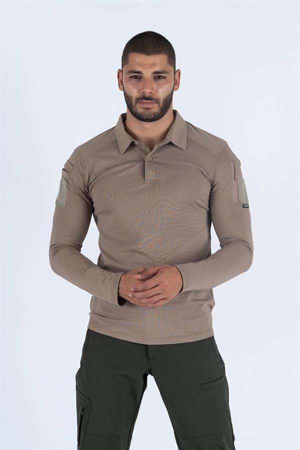COMBAT Tişört TACTICAL Uzun Kol PİKE - 802 S - BEJ