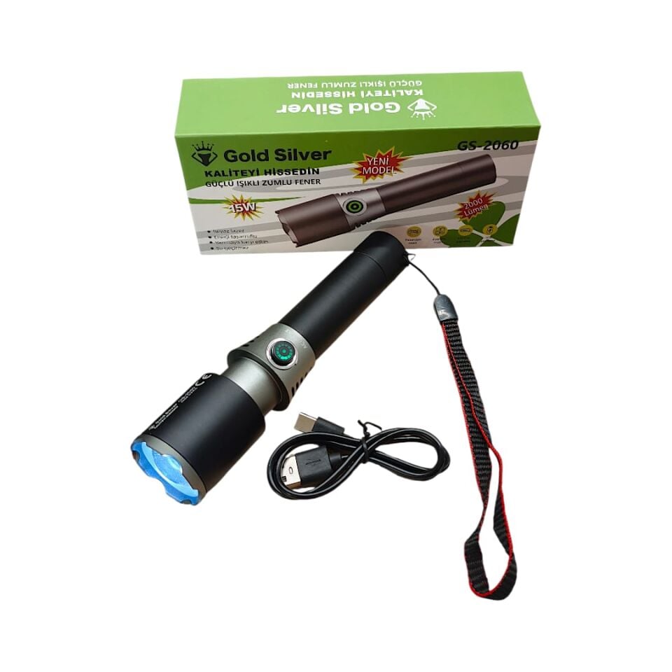 Gold Silver GS-2060 Şarjlı El Feneri – Kompakt Tasarım, Güçlü Işık