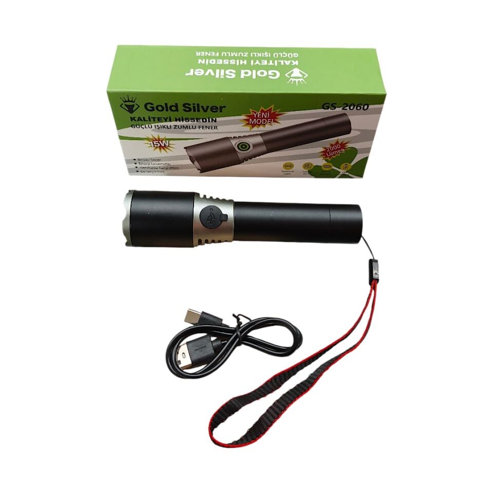 Gold Silver GS-2060 Şarjlı El Feneri – Kompakt Tasarım, Güçlü Işık