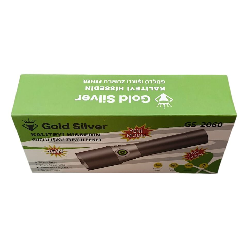Gold Silver GS-2060 Şarjlı El Feneri – Kompakt Tasarım, Güçlü Işık