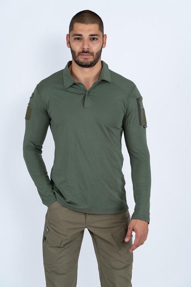 COMBAT Tişört TACTICAL Uzun Kol PİKE - 802 L - HAKİ