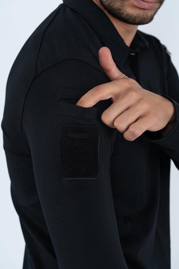COMBAT Tişört TACTICAL Uzun Kol PİKE - 802 XL - SİYAH