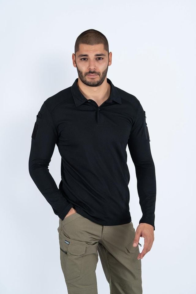 COMBAT Tişört TACTICAL Uzun Kol PİKE - 802 3.XL - SİYAH