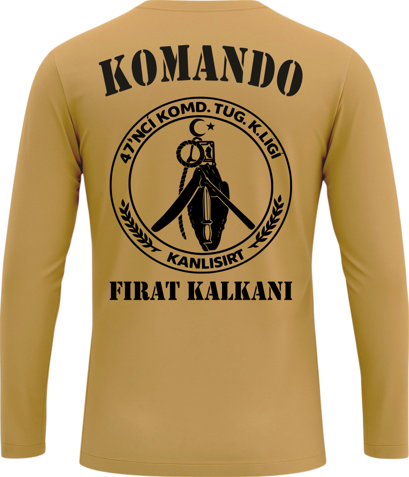 Kanlı Sırt 47 Komando Alayı Sürgülay Baskılı Tişört – Uzun Kollu Taktik Askeri Tişört