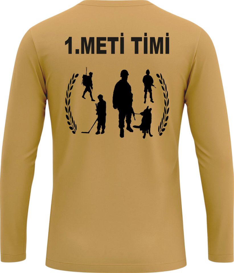 Meti Timi Baskılı Askeri Uzun Kollu Tişört – Taktik Outdoor Erkek Tişört Meti Timi Baskılı Tişört Uzun Kollu Taktik Model