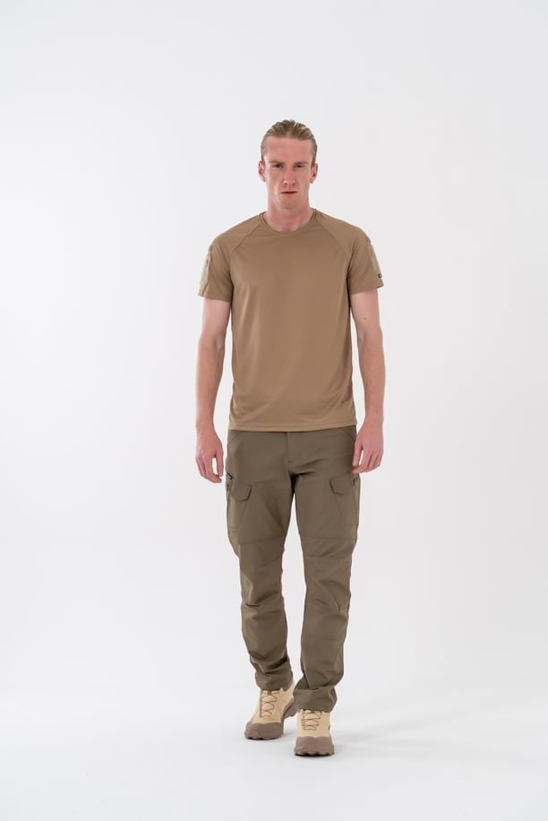 Bikatex Tactical Taktik Tişört Yuvarlak Bisiklet Yaka Tişört Outdoor T-Shirt (BEJ) - 801