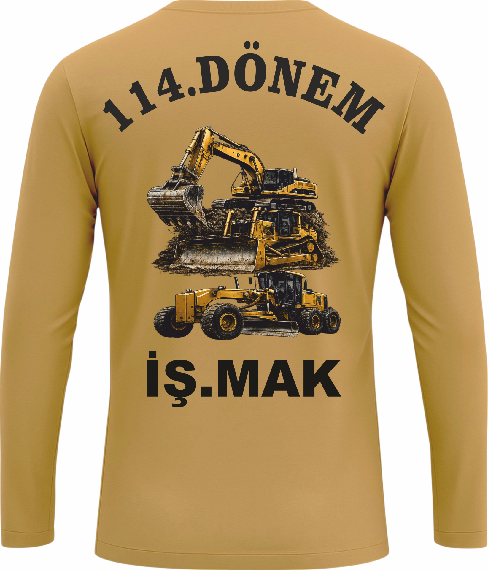 114. Dönem İş Makinesi Baskılı Askeri Uzun Kollu Tişört – Taktik Outdoor Erkek Tişört