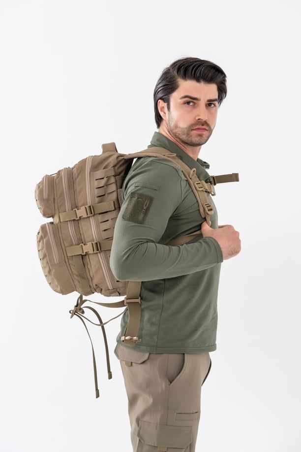 ÇANTA TACTICAL  LAZER KESİM SU YAĞ İTİCİ ÇANTA 35 LT BEJ