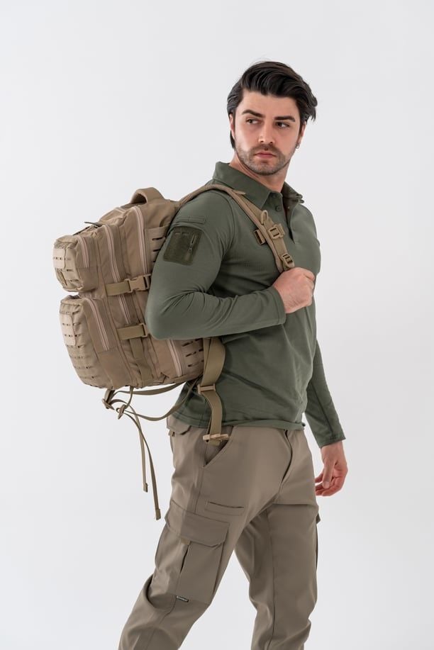 ÇANTA TACTICAL  LAZER KESİM SU YAĞ İTİCİ ÇANTA 35 LT BEJ