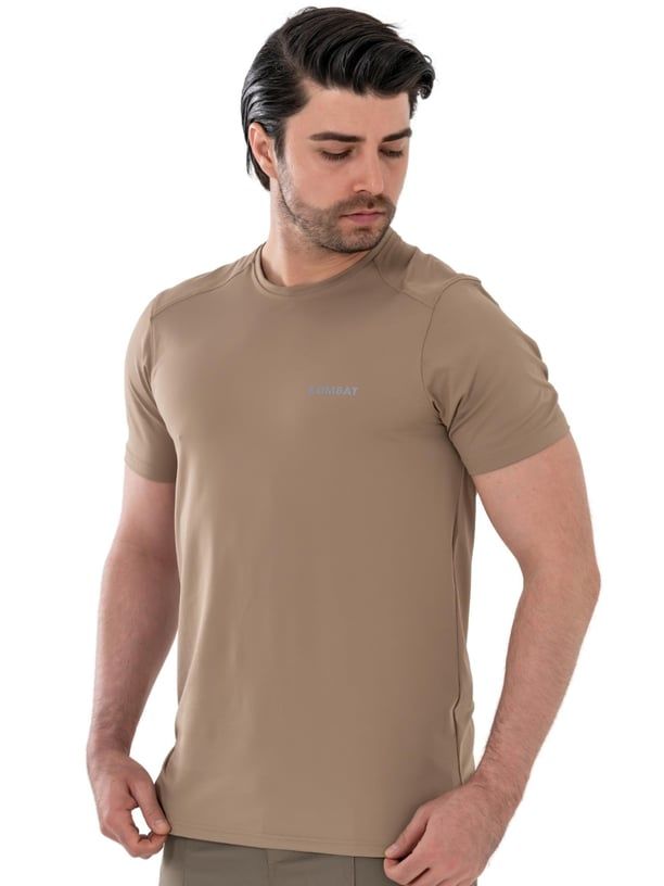 Combat Tactical Outdoor Tişört Günlük Sıfır Yaka Sporcu Erkek Tişörtü T-Shirf - 807 SJY L - BEJ