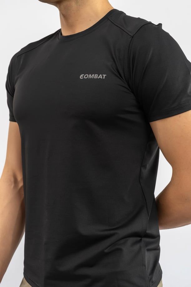 Combat Tactical Outdoor Tişört Günlük Sıfır Yaka Sporcu Erkek Tişörtü T-Shirf - 807 SJY SİYAH - M