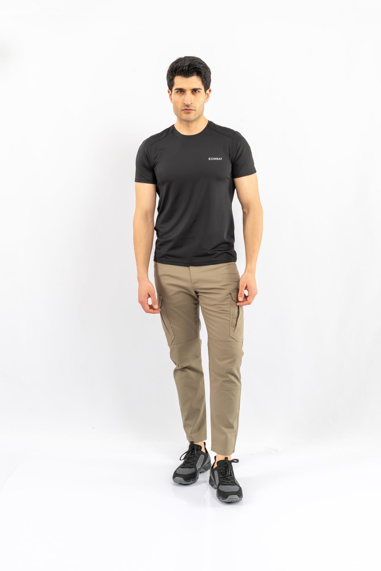 Combat Tactical Outdoor Tişört Günlük Sıfır Yaka Sporcu Erkek Tişörtü T-Shirf - 807 SJY SİYAH - L