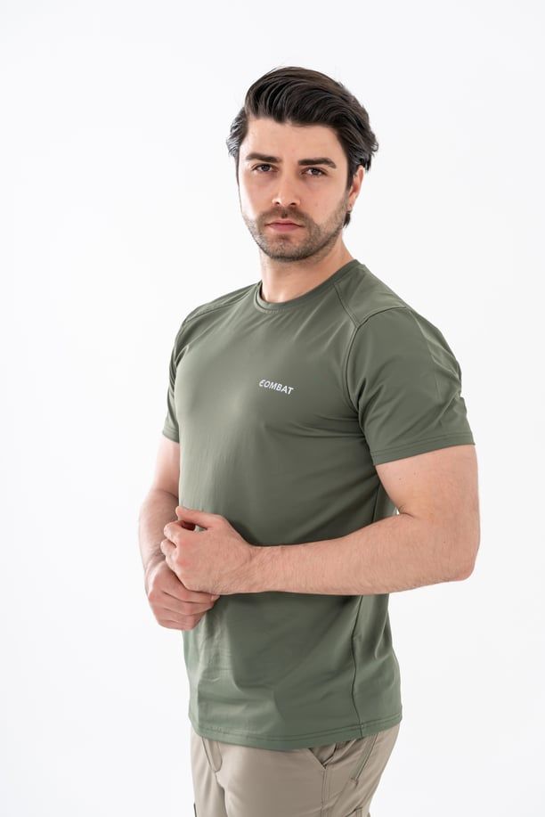 Combat Tactical Outdoor Tişört Günlük Sıfır Yaka Sporcu Erkek Tişörtü T-Shirf - 807 SJY HAKİ - XL