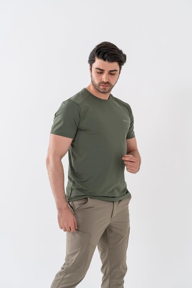 Combat Tactical Outdoor Tişört Günlük Sıfır Yaka Sporcu Erkek Tişörtü T-Shirf - 807 SJY HAKİ - XXL