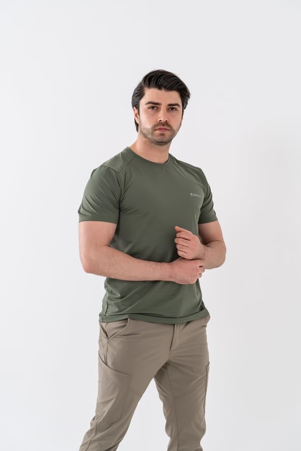 Combat Tactical Outdoor Tişört Günlük Sıfır Yaka Sporcu Erkek Tişörtü T-Shirf - 807 SJY HAKİ - XXL