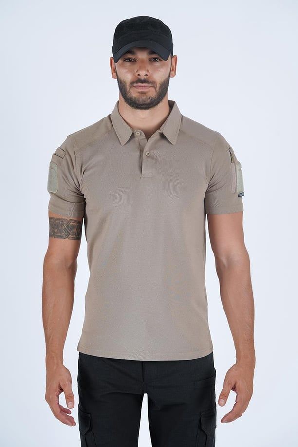 COMBAT T-SHIRT TACTICAL K.KOL PİKE- 802 BEJ - XXL