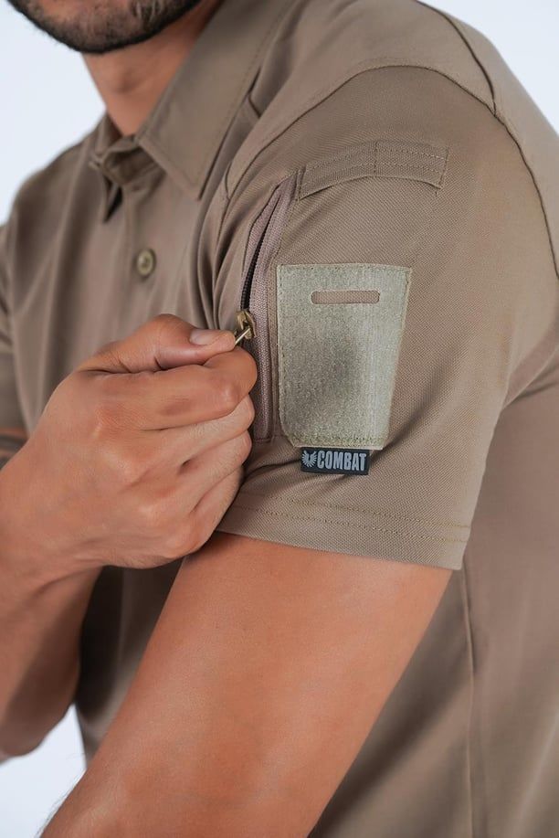 COMBAT T-SHIRT TACTICAL K.KOL PİKE- 802 BEJ - XXL