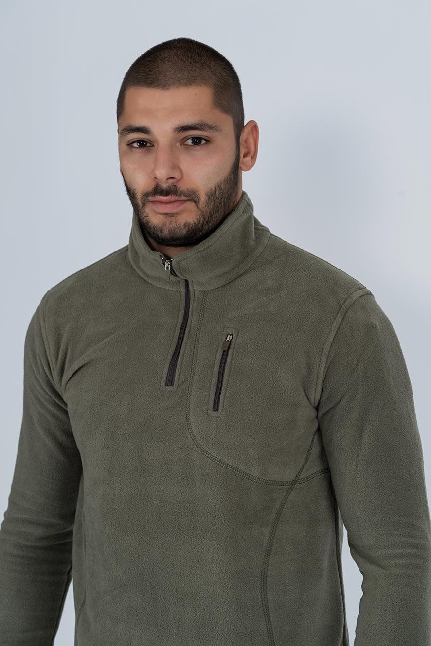 Bikatex Taktik Yarım Fermuarlı Sweatshırt Polar Anti Pilling Fit Dik Yaka Polar - 903 HAKİ - M