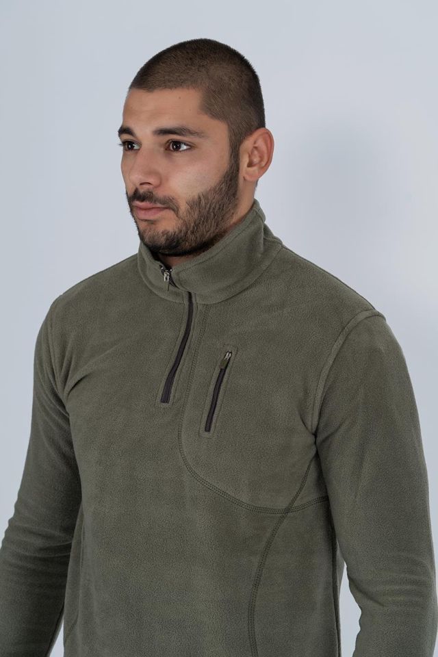 Bikatex Taktik Yarım Fermuarlı Sweatshırt Polar Anti Pilling Fit Dik Yaka Polar - 903 HAKİ - M