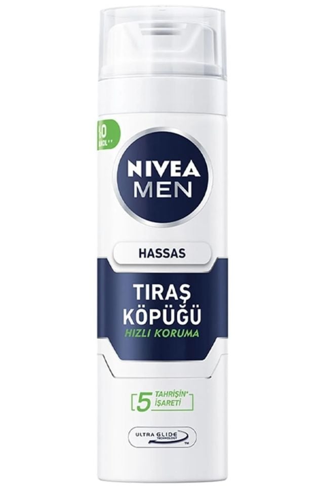 NIVEA Men Hassas Tıraş Köpüğü 200 ml Hassas Ciltlere Özel Hızlı Koruma