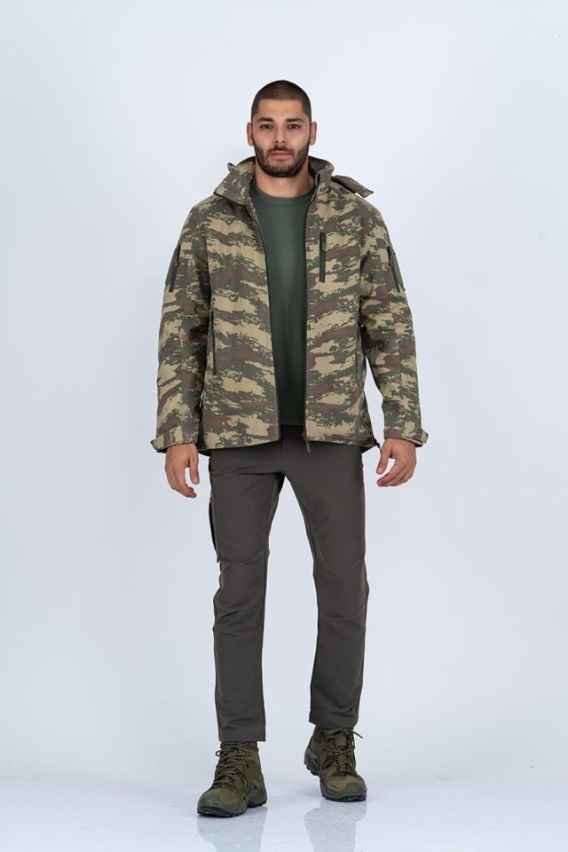 Combat Tactical Outdoor Kamuflaj Mont Su Rüzgar Geçirmez Erkek Softtjell Mont - 305