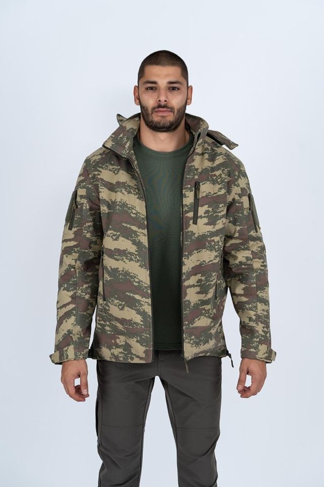Combat Tactical Outdoor Kamuflaj Mont Su Rüzgar Geçirmez Erkek Softtjell Mont - 305