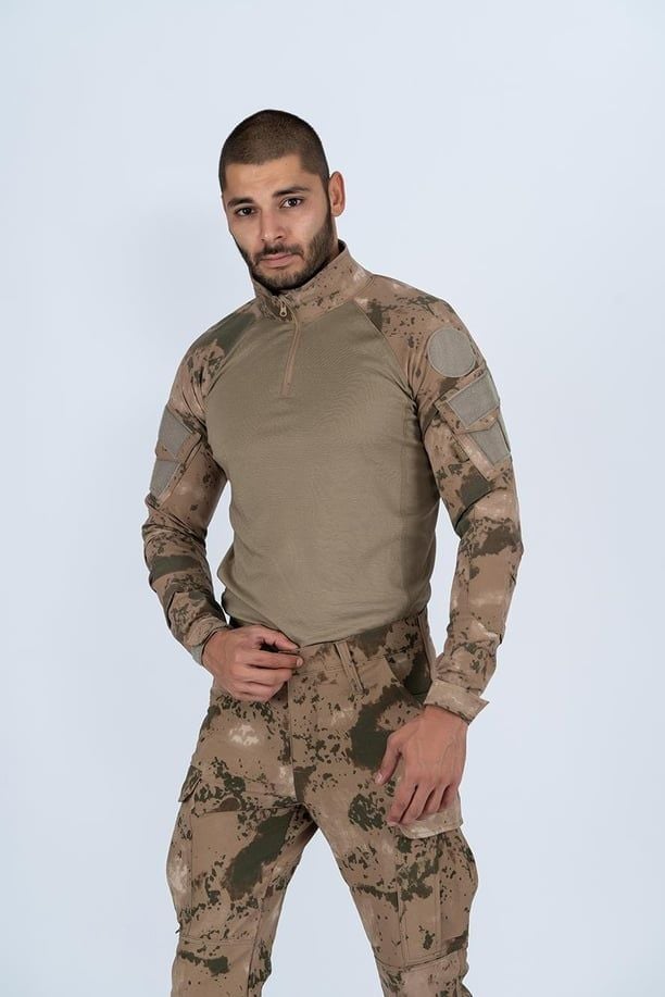 Combat Tactical Outdoor Jandarma Gömlek Uzun Kol Kamuflaj Gömlek - 401